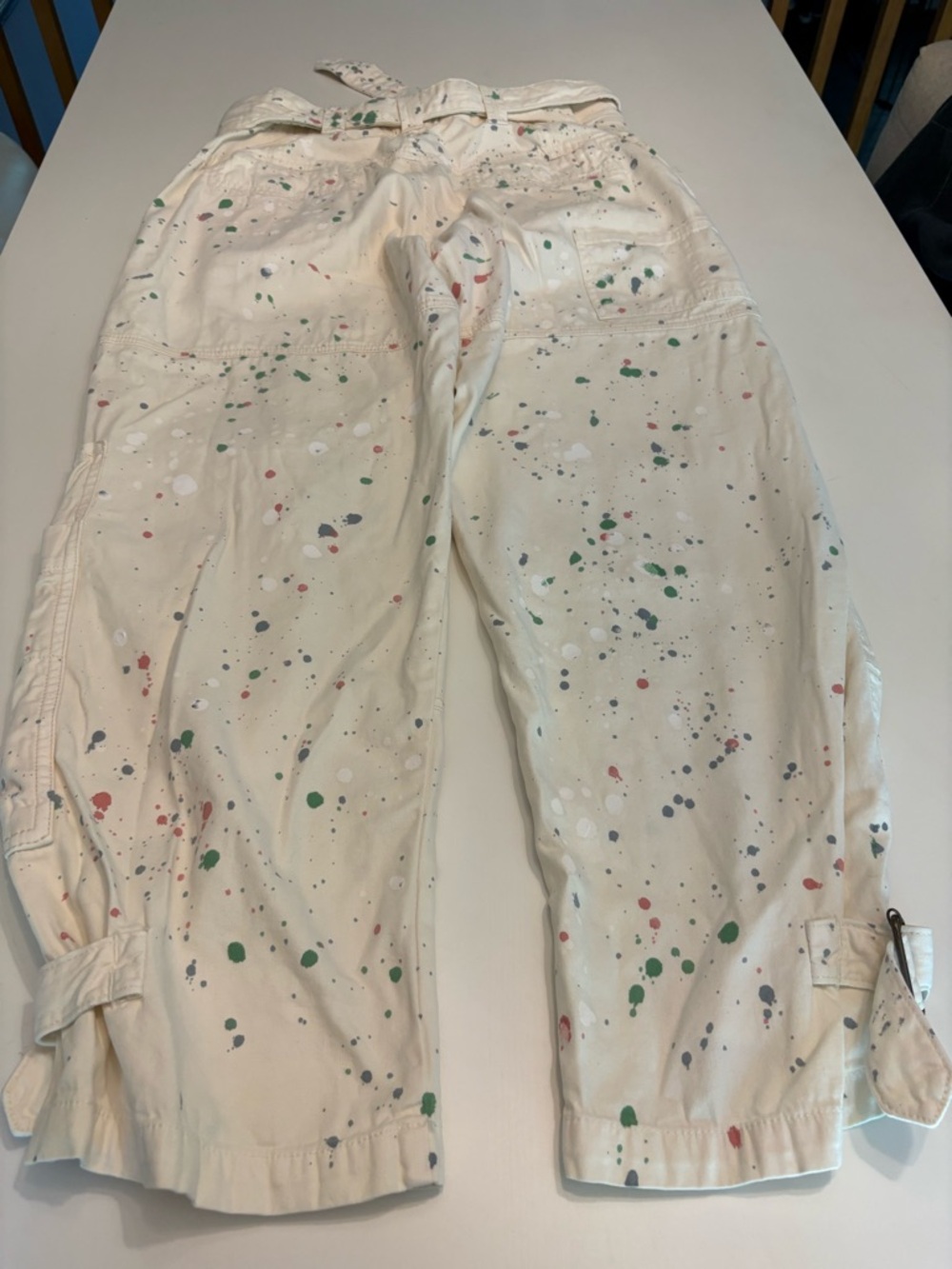 Free People ecru painter pant size 0 very oversized read retail $228 - Picture 6 of 13